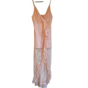 Blush Pink Lace Overlay Mini Dress Coquette Angel Fairycore Wedding Guiest Y2K